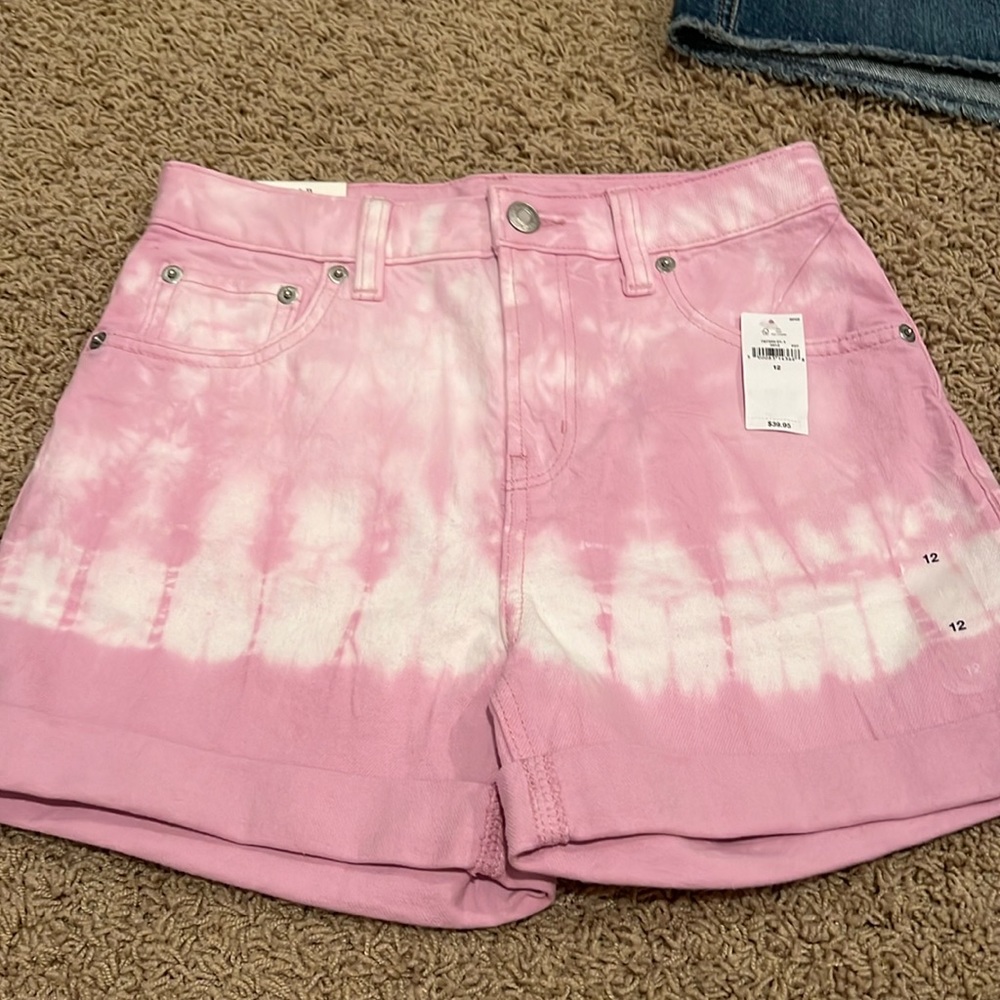 NWT girls gap purple and white tie die denim summer shorts size 12